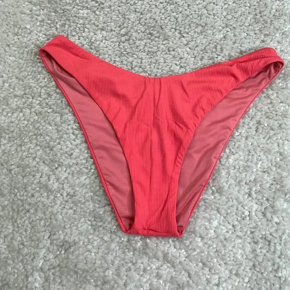 Victoria's Secret Brazilian Rib Bikini Bottom Coral Pink Womens Large